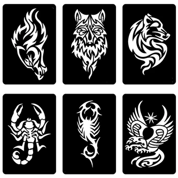 Noi 30pcs/mult Sclipici Tatuaj Stencil Desen Pentru Om Pictura pe Corp,Dragon, Craniu de Lup, Vultur Aerograf Tatuaj Șabloane Șabloane