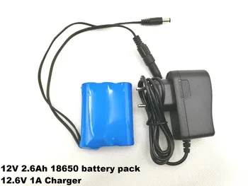 Noi de 12 V 2600 mAh 18650 li-ion Baterie pack CCTV aparat de Fotografiat baterie de 12,6 V la 11.1 V negru dublu 5.5 mm +12.6 v 1A Încărcător