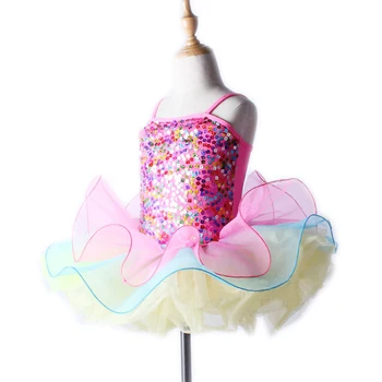 Nou pentru Copii Fete Roz cu Paiete Rochie de Printesa de Dans Balet de Performanță Profesională Stadiul Adult Costume de Balet