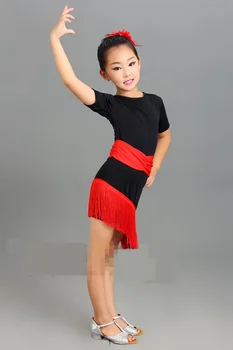 Noua copilul de dans latino, costume sexy senior tifon ciucure latino rochie de dans pentru 110-170 cm fete de dans latino, rochii