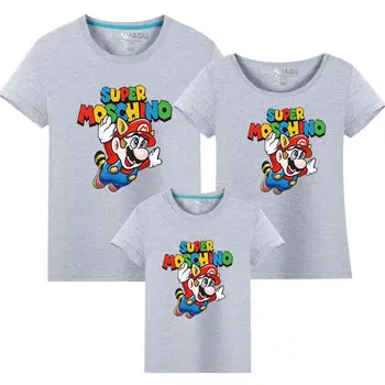 Noua Familie de T-shirt Mami Și cu Mine Hainele Mamei, Tatăl Copilului de Familie Bumbac Uite Maneci Scurte Super Mario familie haine de potrivire