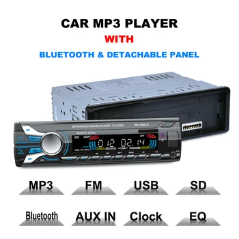 Noua Fata Detasabila Panou Auto Car Audio Stereo FM Radio, Bluetooth, AUX-IN Para Carro Automobile 1 din In-dash Auto MP3 Player