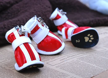 Noua Moda negru albastru roșu câine shoesPU Cizme Impermeabile animale de Companie Produse Câini Livrările de Pantofi anti-alunecare pantofi caine chihuahua