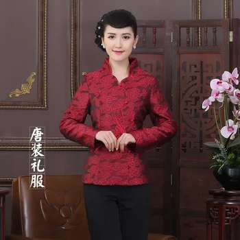 Noua Moda Roșu Tradiția Chineză Stil Jachete Elegante Slim Jacheta Singur Buton Strat Tang Costum Topuri Marimea M L XL XXL XXXL