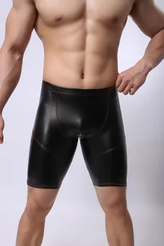 Noua Sexy Bărbați Plus Dimensiune Sălbatice din PVC Imitatie de Piele Chilotei pantaloni Scurți Boxer U Husă Clubwear Cureaua Fetish Homosexuali Purta lenjerie Erotica 21