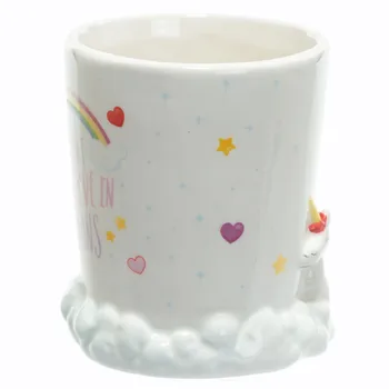 Noul Unicorn Cana 3D Ceramice de Cafea Cana Ceramica cu Curcubeu și nori Albi 