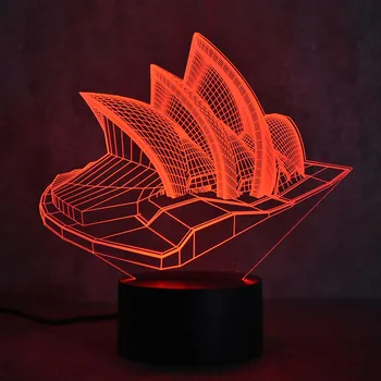 Noutatea 3D LED Masă Lampă Vizuale Sydney Colorate lampa USB Creative Casa de Spirit de Dormit Lumina de Noapte Opera Lampă Copii Cadou