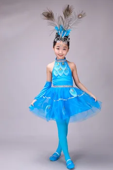 Nouă copii costume de dans fete fuste Dai național de dans Păun spectacol de dans îmbrăcăminte (height90cm--160 cm)