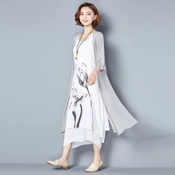 NYFS 2018 Nou rochie de vară de protecție Solară Două piese Lenjerie de pat din Bumbac pentru femei Rochie lunga Vestidos Halat Elbise