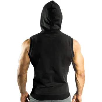 Oamenii de Fitness culturism hoodie Mâneci Tricou masculin săli de sport din bumbac cu Gluga vesta Casual fashion Brand de îmbrăcăminte Sport