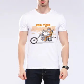 Oamenii e Amuzant Cat de Echitatie Motocicleta T-shirt Pasionații de Motociclete T shirt Design O-Gât Scurt T-shirt Mens Casual Topuri Tee G7-9#
