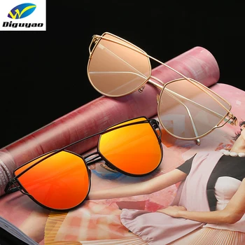 Oculos de sol feminino 2017 Ochi de Pisica Brand de ochelari de Soare de designer de Moda pentru Femei Cadru Metalic Oglindă Ochelari de Soare ochelari de Soare aviator