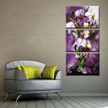 Panza Pictura Fierbinte Vinde 3 Panouri de Perete Moderne Pictura Flori Frumoase Violet Imagini de Perete Pentru Camera de zi Mare HD fara rama