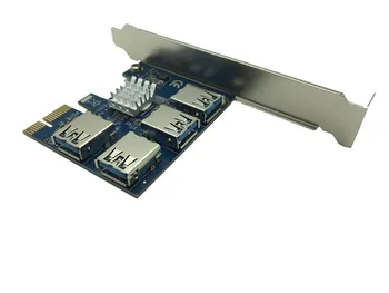 PCI-e Express 1X La 4 Port PCIE 16X Multiplicator HUB Riser Card Adaptor w/1.96 metri Cablu USB 3.0 Picătură de Transport maritim