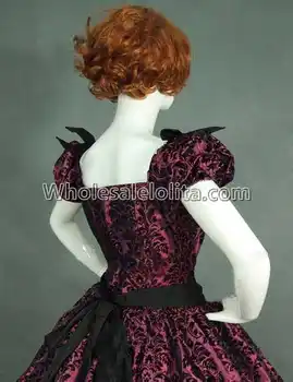 Pe de vânzare al 19-lea Costumele de Epocă Victorian Gotic Roșu de Imprimare Rochie/Război Civil Southern Belle, rochii de Halloween