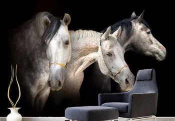 Personaliza Tapet Nețesute cal Alb imagini de Fundal 3D Tapet de Perete Pentru Baie Pentru Living Peretele din Fundal