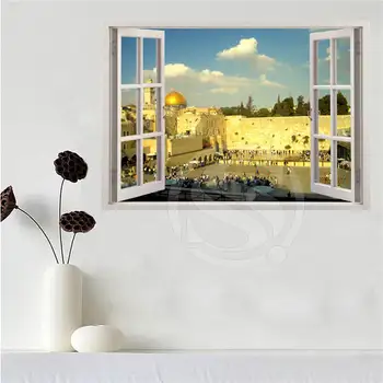 Personalizat canvas poster Ierusalim în fereastra poster pânză tesatura de perete poster de imprimare Tesatura de Matase SQ0626-ZXEE3221