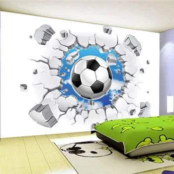 Personalizate 3D Murală Tapet Modern de Fotbal Simplu Rupt de Perete Foto picturi Murale Copii Dormitor Camera de zi Creative Decor Tapet
