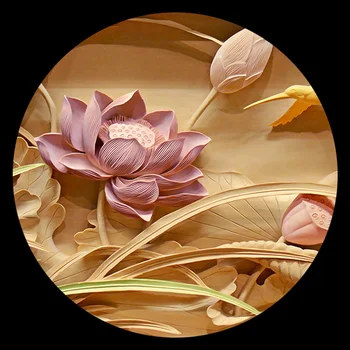 Personalizate de Imprimare 3D Imitație de Sculptură în Lemn de Lotus Murală în Stil Chinezesc 3D Mari picturi Murale Cameră de zi cu TV Fondul de Perete de Arta Tapet