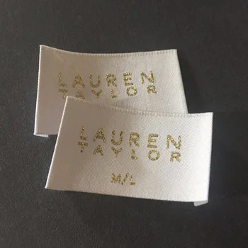 Personalizate de Înaltă Densitate Crema de Fundal cu Aur Poliester Numele Etichete Etichete de Îmbrăcăminte Țesute, Etichete