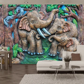 Personalizate Personalizare Tapet 3D Stereo Relief Animale de Pădure Elefant Foto Murală Cameră Modernă Creative Tapet 3D