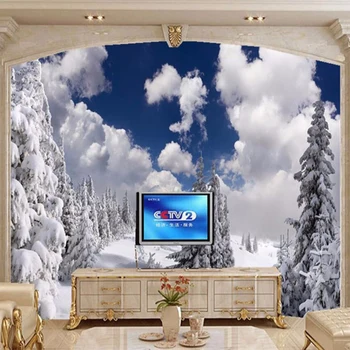 Personalizate pictura Murala de Perete imagini de Fundal Pentru Camera de zi Canapea Fundal TV Decor Acasă Wallpaper Iarna, Zapada Mare Frumoasa Pictura pe Perete