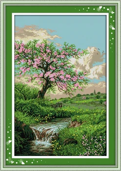 Piersici în floare în primăvară pictura numărat print pe pânză DMC 11CT 14CT Chineză cruciulițe kituri de broderie manual Set