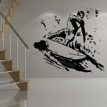 Placa de Surf, Surfer Sport Autocolant de Perete Decalcomanii de Vinil Copii Pepinieră Cameră Surfing Perete de Artă Murală Acasă Decorare Decor Autocolant pentru Copii