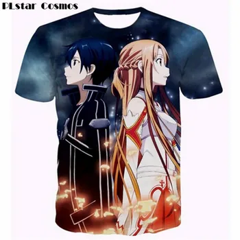PLstar Cosmos vara Anime-ul Sword Art Online tricouri Femei Bărbați harajuku Hipster 3d tricou Desene animate SAO tricouri casual tricouri topuri