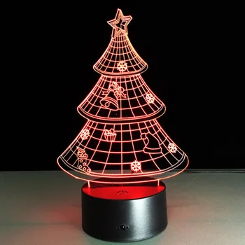 Pomul de crăciun 3D Lampa de Noapte 7 Colorat Lampă de Masă Luminaria Roșu Verde Albastru Galben, Cyan, Violet Alb Culoare Schimbare Lampara