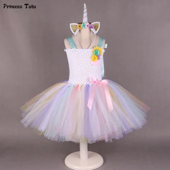 Ponei Unicorn Rochie Tutu Fata Petrecere De Aniversare Pentru Copii Rainbow Dress Up Fete De Crăciun, Halloween Cosplay Costum Rochie Cu Bandă De Susținere