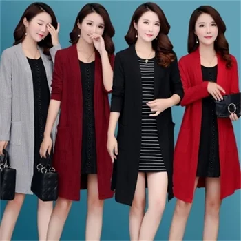 Primăvara și toamna noua versiunea coreeană de dimensiuni mari tricotate șal lung pulover cardigan femei