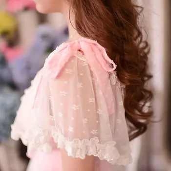 Printesa dulce lolita rochie de ploaie Bomboane drăguț stil Japonez Vara Suferi centura de Rouă umăr dantelă rochie de șifon C16AB6033