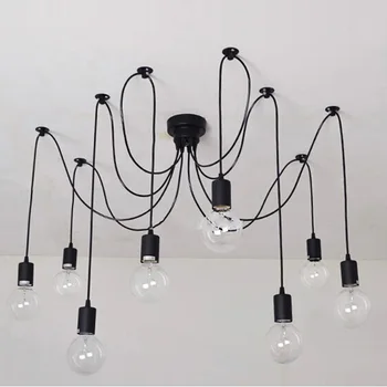 Păianjen negru Lampă Candelabru Vintage Retro Pandantiv Becuri E27 Edison Creative Loft Arta Decorative cristal pandantiv lampă ZDD0073