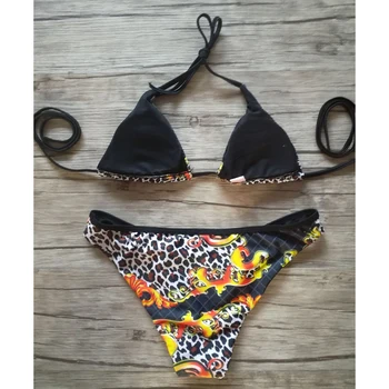 QIANG YI 2018 Stil de Vara Sexy Bikini Set Push Up costume de Baie Femei Costume de baie Căpăstru Costum de Baie Leopard de Imprimare Plaja Braziliană
