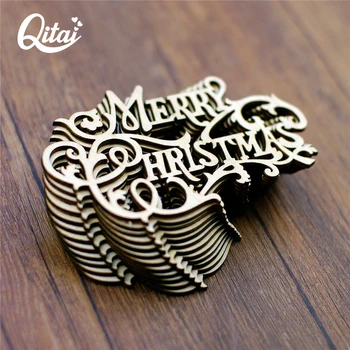QITAI 12buc/Lot Crăciun Fericit Decorațiuni din Lemn Artizanat din Lemn Masa/Usi Decoratiuni de Vacanță consumabile wf272
