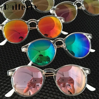 Ralferty 2017 Femei ochelari de Soare Cadru Transparent Anti UV Ochelari de Soare Flash Oglindă ochelari de soare de sex Feminin Nuante Sunglases oculos 1521