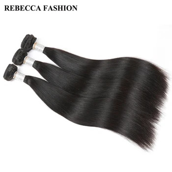 Rebecca Salon de Păr Brazilian Păr Țese 2 3 Pachete Cu Închidere Dreaptă Remy de Păr Uman Pachete Cu 4x4 Dantela 1 Pachet
