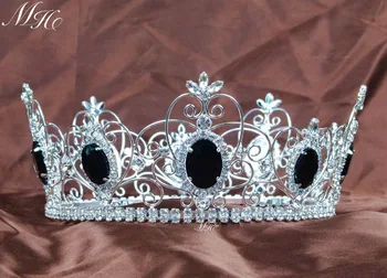 Regele Prințul Negru Pietre De Cristal Coroane Rundă Completă Cerc Diademe Mireasa Nunta Concursul Prom Party Accesorii Barbati Caciula