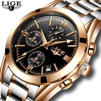 Relogio Masculion LIGE Barbati Top Brand de Lux Militare Ceas Sport Bărbați Cuarț Ceas de sex Masculin Complet din Oțel Business Casual ceas de aur