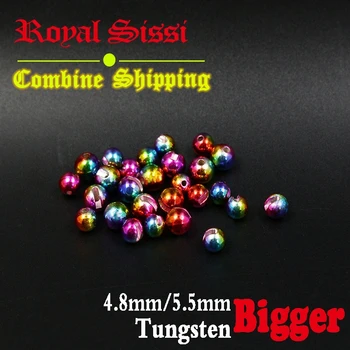 Royal Sissi 30buc/pachet culoare curcubeu cu fante de Tungsten margele 4.8 mm 5.5 mm grele nimfa bug cap șirag de mărgele de Tungsten fly tying material