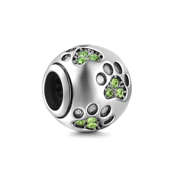 Se potrivește Pandora Bratari Design Nou Câine PawPrint Margele Rotunde Original argint 925 Farmece cu cubic zirconia Bijuterii DIY