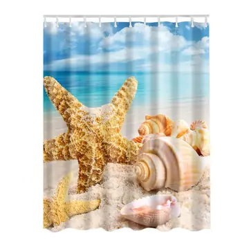 Seascape Beach Sea Imagine de Imprimare Ocean Decor de Colectare Baie Set Tesatura Perdea de Duș cu Cârlige