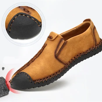 SENINĂ Brand de Dimensiuni Mari 38-46 Split din Piele Barbati Casual Pantofi de Moda de Calitate de Top de Conducere Confortabil Alunecare Pe Pantofi Mocasini Cauciuc