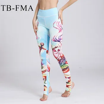 Sexy Yoga Pantaloni Jambiere pentru Femei Fitness Rulează Colanti Sport Tesatura Stretch Sport jambiere Slab Florale Imprimate