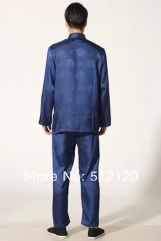 Shanghai Poveste de Primăvară Tai chi costum pentru Bărbați costum kung fu tradiția kung fu îmbrăcăminte Artă Marțială Jacheta Set de Pantaloni de culoare Albastru