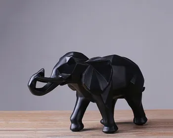 Simplu, Negru Rășină Elefant Statuie Geometrice Simple Origami Animale Sculptura Decor Acasă Meserii Cadouri