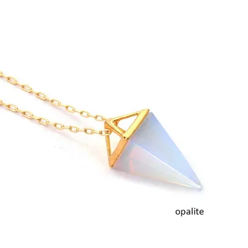 Sinhot Vindecare De Cristal Piramidă De Piatră Colier Alb Violet De Cuarț Pendul Amuleta Opal Piatră Colier