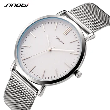 SINOBI Ultra-subțire Dial Mens Ceasuri de Top de Brand de Lux de Afaceri Cuarț Ceas pentru Bărbați Moda Ceas de mână Plasă de Trupa Relogio Masculino