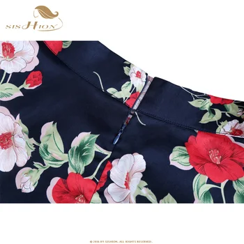 SISHION imprimeu Floral Fusta de Vara 2018 Moda Femei Bleumarin-O Linie de Talie Mare Swing Retro Vintage Fuste Plus Dimensiune VD0020NB